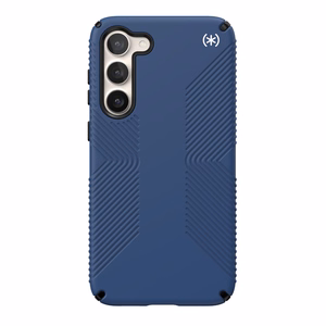 Speck Presidio2 Grip dėklas, skirtas Samsung Galaxy S23+, neslystantis, „Coastal Blue / Black“ rašto
