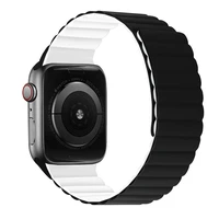 Silikoninis magnetinis dirželis Apple Watch 38/40/41 dvipusis dizainas 2 baltas-juodas