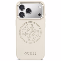 Guess Perforated 4G MagSafe Dėklas for iPhone 17 Pro - smėlinis