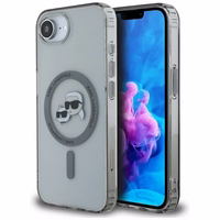 Karl Lagerfeld IML metalinis Karl & Choupette galvų Magnetinis dėklas telefonui iPhone 16e - juodas
