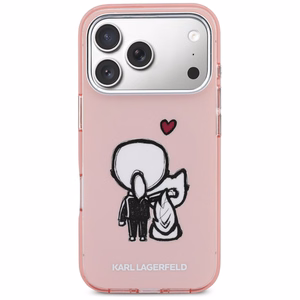 Karl Lagerfeld Karl & Choupette Back MagSafe Dėklas for iPhone 17 Pro - rožinis