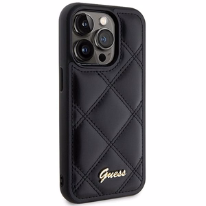 Guess Quilted Metal Logo dėklas telefonui iPhone 15 Pro - juodas