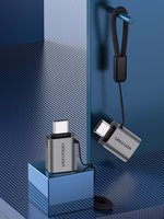Vention CDQH0 kabelių lizdinio / kištukinio jungčių tipo keitiklis USB C USB A Pilka
