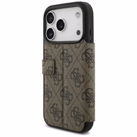 Guess Book 4G Metal Logo dėklas telefonui iPhone 17 Pro - rudas