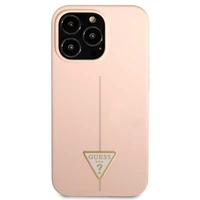 Guess GUHCP13XSLTGP iPhone 13 Pro Max 6.7" rožinis kietas dėklas silikoninis trikampis