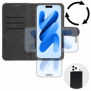 Wonder Common universalus knyginis dėklas (S) iPhone 12/13/Samsung S6/A5 2016/Xcover 4/S22/Huawei P8 2017 juodas