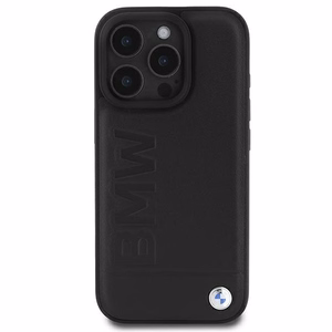 BMW odinis dėklas su karštu antspaudu iPhone 16 Pro - juodas