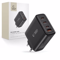 "Tech-Protect NC100W-GAN" įkroviklio tinklas GaN 3x USB-C PD 100W / USB-A QC 3.0 - juodas