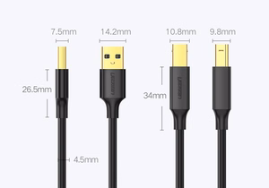 Ugreen USB Type B spausdintuvo laidas (kištukas) - USB 2.0 (kištukas) 480 Mbps 1.5 m juodas (US135 10350)