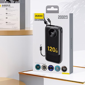 Dudao K13 10000mAh Powerbank со встроенным кабелем - черный