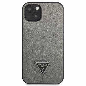Guess GUHCP14SPSATLG iPhone 14 6.1 "sidabrinis kietas dėklas SaffianoTriangle Logo