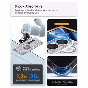 Spigen Ultra Hybrid Mag MagSafe Dėklas for Samsung Galaxy S26 Zero One - Clear and baltas