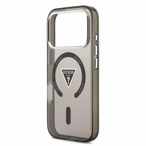 GUESS magnetinis dėklas telefonui IPHONE 17 Pro, suderinamas su MagSafe GUHMP17LHGTMLCGK (IML gradientinis dėklas su trikampiu logotipu) juodas