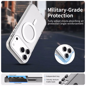 Baltas magnetinis hibridinis PC, PET ir TPU dėklas iPhone 18 Pro Max / 17 Pro Max