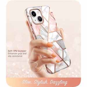 Supcase Cosmo dėklas telefonui iPhone 14 Plus - rožinės marmuro spalvos