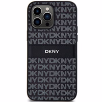 DKNY odinis mono juostelės ir metalinis logotipas dėklas iPhone 14 Pro - juodas