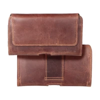 ROYAL Crazy Horse universalus horizontalus odinis diržo dėklas dydis L IPHONE 12 / 12 PRO / 13 / 13 PRO / 14 / 14 PRO / SAMSUNG S10 / S20 / S21 / A40 / HUAWEI P8 LITE / P30 / P40 / P9 LITE rudas