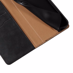 Magnetinis dėklas telefonui Samsung Galaxy S22+ (S22 Plus) su dirželiu, pinigine ir mažu pakabuku - juodas