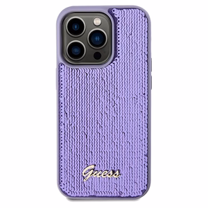 Guess Sequin Script Metal dėklas telefonui iPhone 14 Pro Max – violetinis