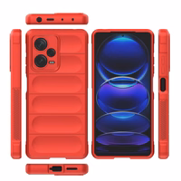 Dėklas telefonui Magic Shield Xiaomi Redmi Note 12 Pro+ lankstus apsauginis dėklas - raudonas