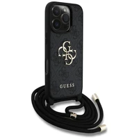 Guess 4G Big Logo Cord Stap dėklas telefonui iPhone 16 Pro Max - juodas