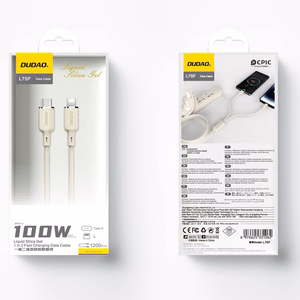 Dudao L7SF 2in1 USB-C - USB-C / Lightning kabelis 100W 1.2m - smėlio spalvos