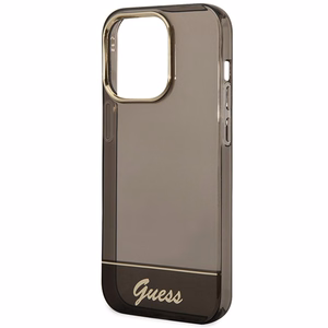 Guess GUHCP14LHGCOK iPhone 14 Pro 6.1 juodas / juodas kietasis dėklas permatomas