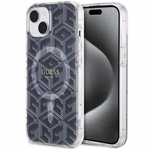 Guess IML GCube Magnetinis dėklas telefonui iPhone 15 / 14 / 13 - juoda