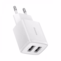 Įkroviklis Baseus "Compact" baltas 10.5W (2xUSB)