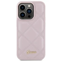 Guess Quilted Metal Logo dėklas telefonui iPhone 15 Pro - rožinė