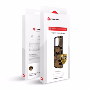 FORCELL F-PROTECT Lygiai su dviejų sluoksnių 4D technologija, militarinio kritimo testo suderinamas su MagSafe SAMSUNG S25 PLUS - desert kamufliažas