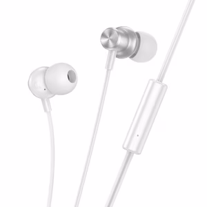HOCO laidinės ausinės Jack 3,5 mm su mikrofonu M110 sidabrinės