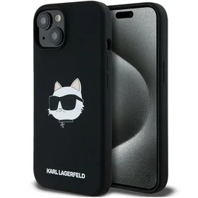 Karl Lagerfeld Silikoninis Choupette Head Magnetinis dėklas telefonui iPhone 15 Plus / 14 Plus – juodas