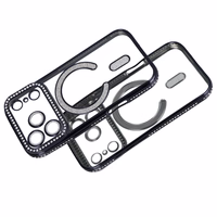 Bling Magsafe juodas dėklas telefonui iPhone 17 Pro