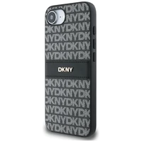 DKNY kartojamo tekstūros rašto su toninėmis juostelėmis dėklas iPhone 16e - juodas