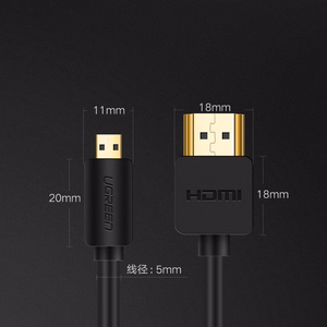 Ugreen HDMI - micro HDMI laidas 19 pin 2.0v 4K 60Hz 30AWG 1.5m juodas (30102)