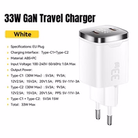 Įkroviklis Essager "Display" baltas 33W (2xPD) su LED ekranu