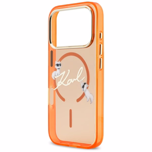Karl Lagerfeld IML Choupettes Karl Script Logo MagSafe Dėklas for iPhone 17 Pro Max - oranžinis