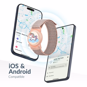 Поисковая метка Beeep OneTag с детским браслетом на застёжке Velcro, Unicorn, Apple Find My / Android
