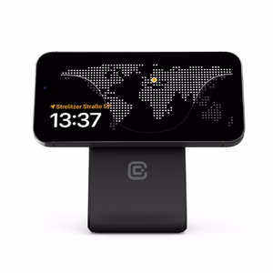 Crong MagSpot Pivot Stand 3 viename belaidis įkroviklis, skirtas iPhone, Apple Watch ir AirPods, suderinamas su MagSafe, juodas