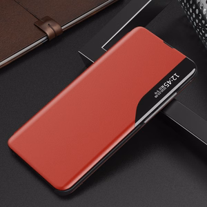Eco Leather View Case elegantiškas knygos tipo dėklas su stovu Samsung Galaxy A22 4G raudonas