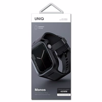 UNIQ dirželis Monos 2in1 Apple Watch Strap + Case Series 4/5/6/7/8/9/SE/SE2 44/45mm. juodas