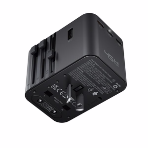 Acefast Z8 GaN 45W kelioninis adapteris 3x USB-C + 2x USB-A kelioninis tinklo įkroviklis su 2500W AC lizdu - juodas