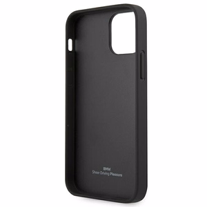 BMW odinis dėklas su lenkta perforacija iPhone 12 Pro Max - juodas