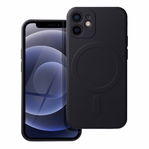 SILICONE MAG COVER dėklas telefonui, suderinamas su MagSafe, IPHONE 12 Mini juodas