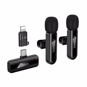 Belaidžių mikrofonų rinkinys Hoco L20A USB-C/Lightning juodas