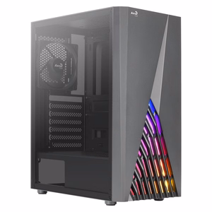 Aerocool DELTABKV1 ATX kompiuterio korpusas su RGB priekiu, pilnu šoninio lango ir 12 cm ventiliatoriumi, juodas