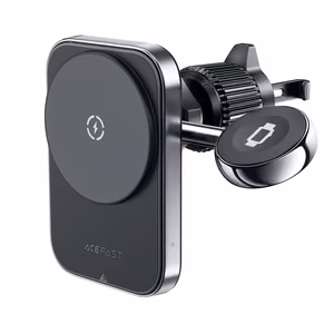 Acefast D18 automobilinis laikiklis su MagSafe / Qi indukciniu įkrovikliu + USB-A USB-C kabelis - juodas