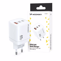Wozinsky CGWCW 65W GaN sieninis įkroviklis USB-A / 2 x USB-C - baltas
