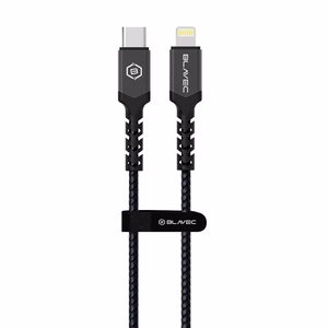 Blavec kabelis Raptor pintas - Type C į Lightning - PD 20W 2,4A 2 metrai Apple CarPlay (CRA-CL24BG20) juodas ir pilkas